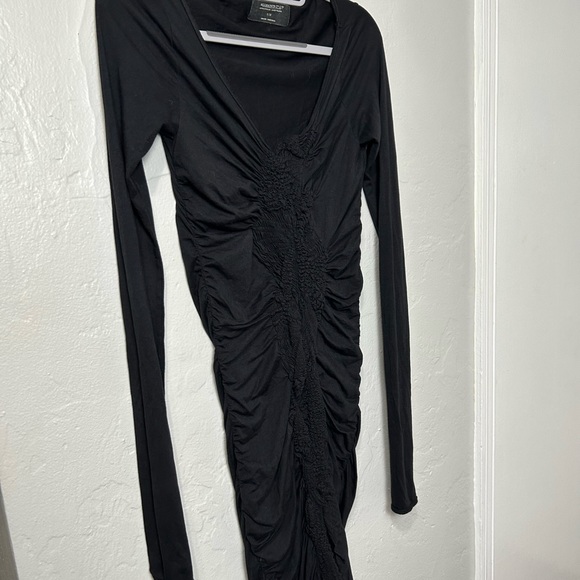 All Saints Spitalfield Trellis Rouche Fitted long sleeve Black Dress - Picture 2 of 7